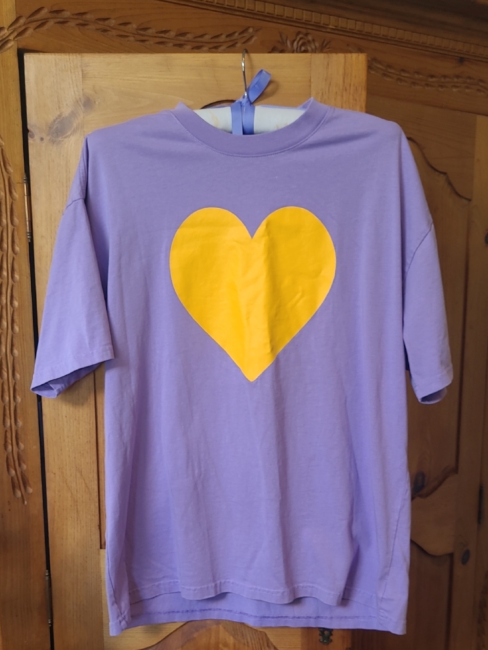 drew house Lavender Tee with Yellow Heart Graphic